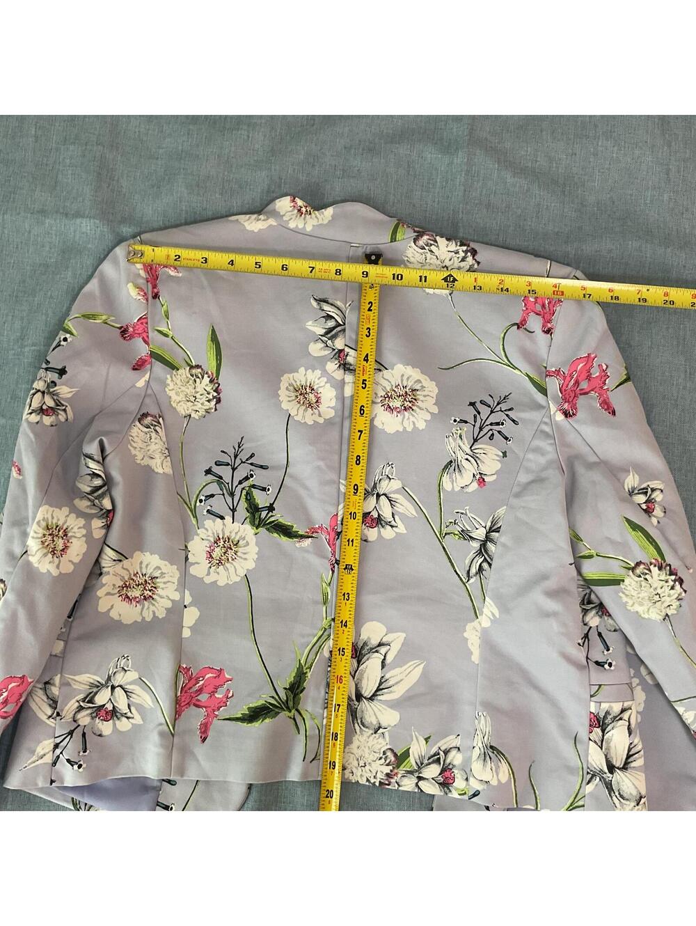 Simply Styled Lavender Floral Scalloped Open Front Blazer jacket lilac  L - Picture 8 of 8